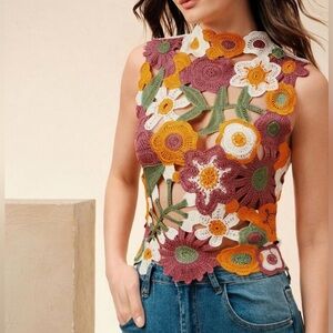 Vibrant Floral Crochet Blouse